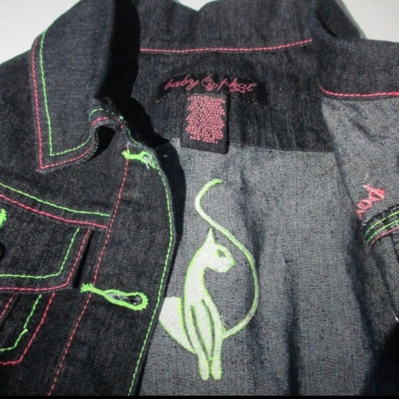 ‼️THRIFT STORE ALERT MAKE OFFER Baby Phat Jean Jacket Denim Neon Stitching Coat - Picture 7 of 12